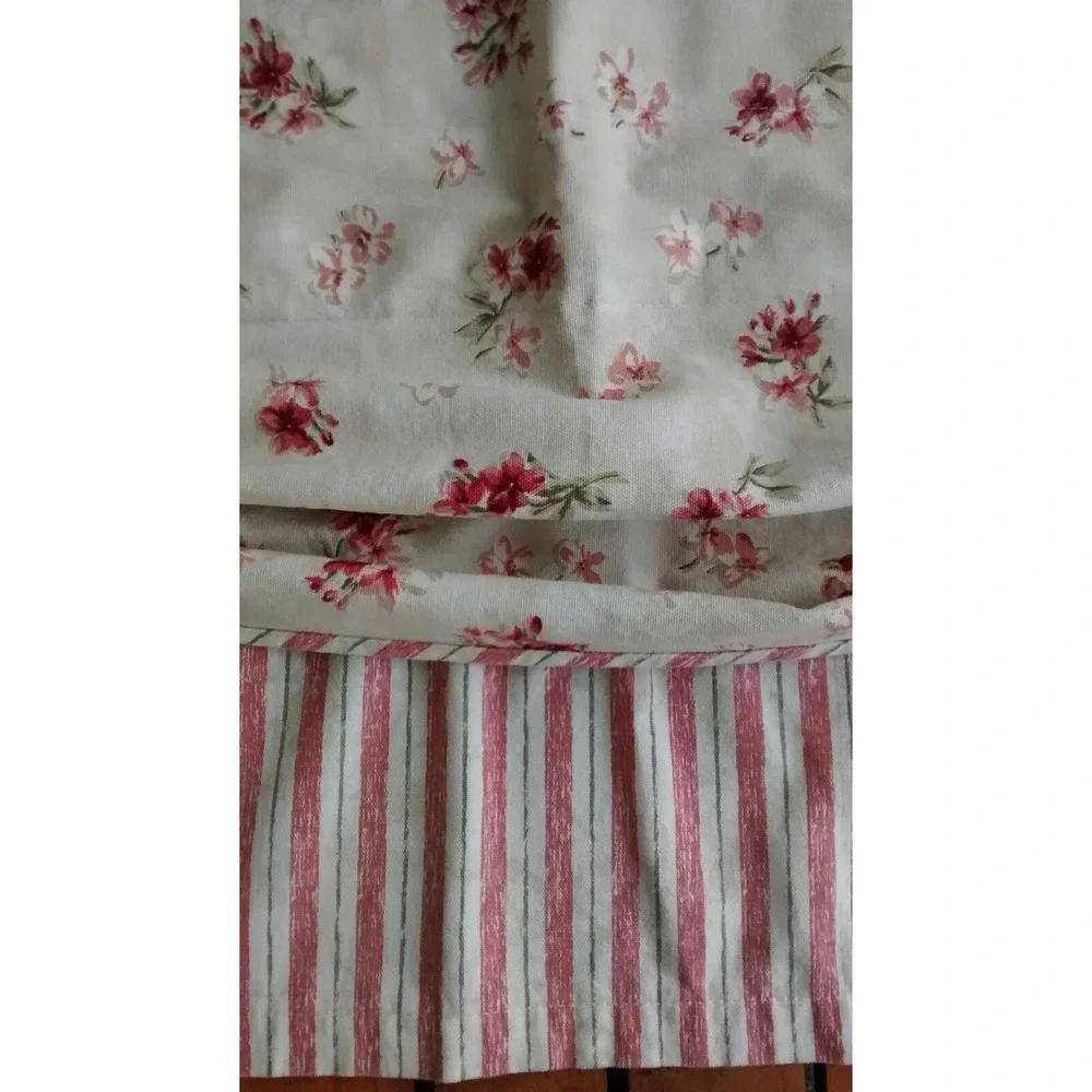 Waverly Stripe Floral Double Layer Valance 16.75x72